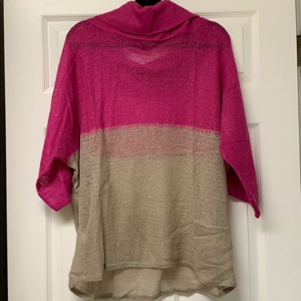 Banana Republic Hot Electric Pink and Tan Cowl Neck Sweater - Picture 5 of 6